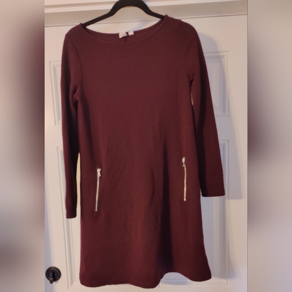 Gap Sleeved dark burgundy wine Dress size small with zip pockets - Picture 1 of 6